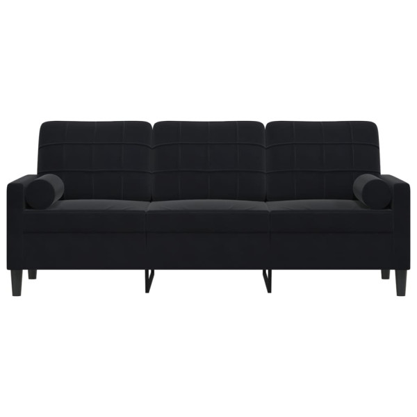 Sofá 3 lugares c/ almofadas decorativas 180 cm veludo preto M 3