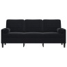 Sofá de 3 plazas con cojines terciopelo negro 180 cm 3
