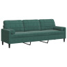 Sofá 3 lug. c/ almofadas decorativas 210 cm veludo verde-escuro 2