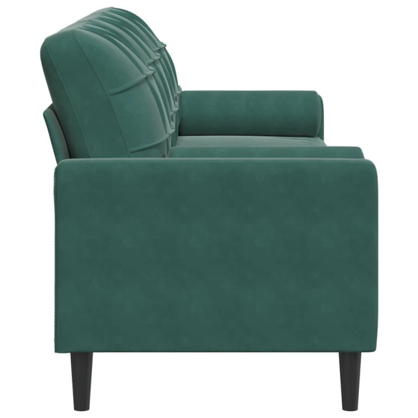 Sofá 3 lug. c/ almofadas decorativas 210 cm veludo verde-escuro M 4