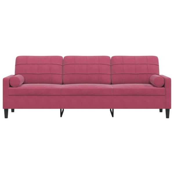 Sofá 3 lug. + almofadas decorativas 210cm veludo vermelho tinto M 3