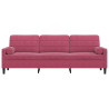 Sofá 3 lug. + almofadas decorativas 210cm veludo vermelho tinto 3