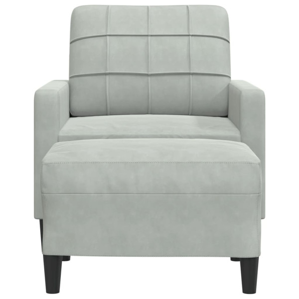 Sillón con taburete terciopelo gris claro 60 cm M 3