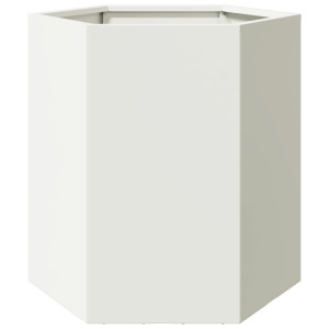 Vaso/floreira de jardim hexagonal 46x40x45 cm aço branco H