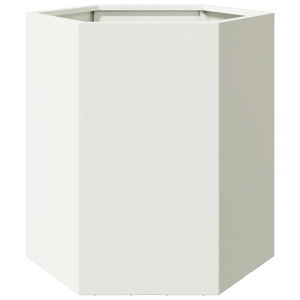 Vaso/floreira de jardim hexagonal 46x40x45 cm aço branco M 2