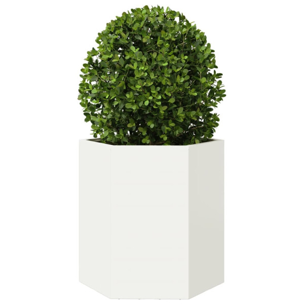 Vaso/floreira de jardim hexagonal 46x40x45 cm aço branco M 3