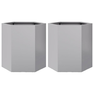 Vasos floreiras jardim 2 pcs hexagonal 46x40x45cm aço galvaniz. H
