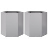 Jardinera hexagonal 2 uds acero inoxidable 46x40x45 cm 2