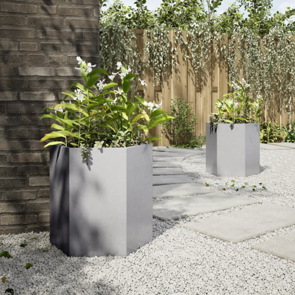 Vasos floreiras jardim 2 pcs hexagonal 46x40x45cm aço galvaniz. M 4
