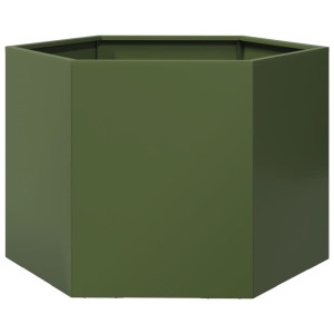Vaso/floreira de jardim hexagonal 69x60x45cm aço verde azeitona H