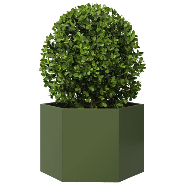Jardinera hexagonal de acero verde oliva 69x60x45 cm M 3