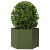 Vaso/floreira de jardim hexagonal 69x60x45cm aço verde azeitona 3