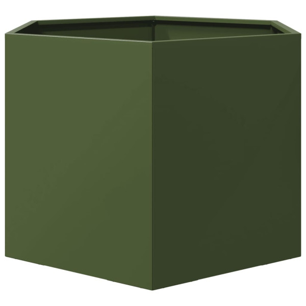 Vaso/floreira de jardim hexagonal 69x60x45cm aço verde azeitona M 4
