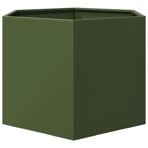 Vaso/floreira de jardim hexagonal 69x60x45cm aço verde azeitona M 5