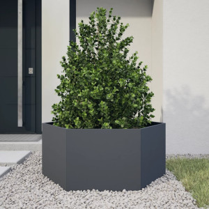 Jardinera hexagonal de acero gris antracita 104x90x45 cm H