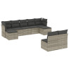 Set muebles jardín 9 pzas y cojines ratán sintético gris claro 2
