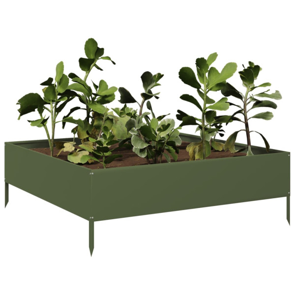 Arriate de acero verde oliva 100x100x33.5 cm M 3