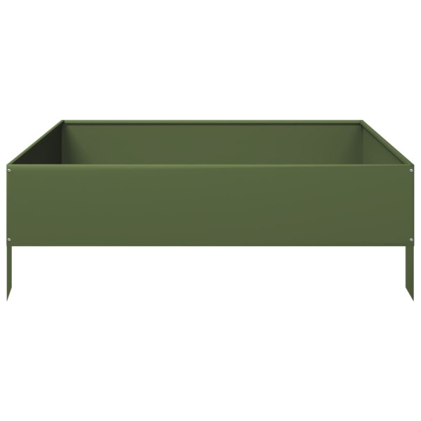 Arriate de acero verde oliva 100x100x33.5 cm M 4