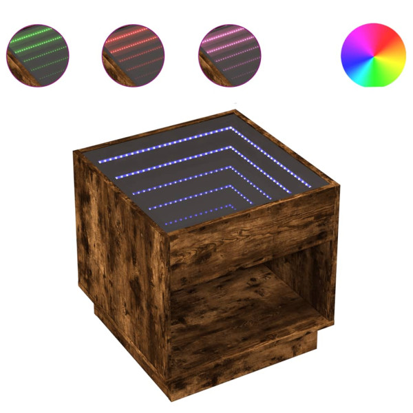 Mesa de cabeceira c/ LED Infinity 50x50x50 cm carvalho fumado M 2