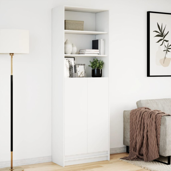 Armário alto com luzes LED derivados de madeira branco M 4