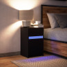 Mesa de cabeceira com luzes LED derivados de madeira preto 5