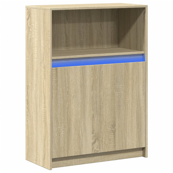 Aparador con LED madera de ingeniería roble Sonoma 72x34x100 cm M 3