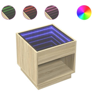 Mesa de centro luzes LED Infinity 50x50x50 cm carvalho sonoma H