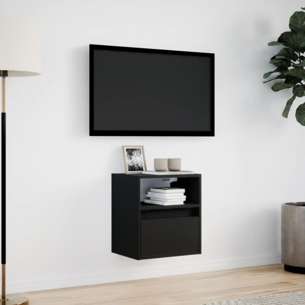 Mueble de TV de pared con luces LED negro 41x31x45 cm M 4