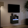 Mueble de TV de pared con luces LED negro 41x31x45 cm 5