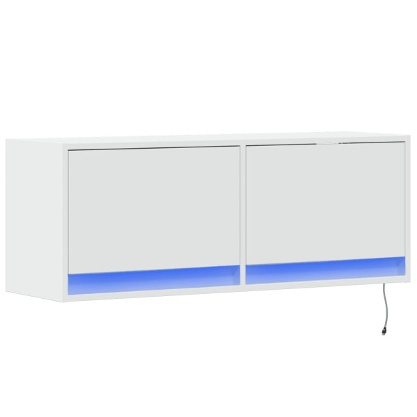 Mueble de TV de pared con luces LED blanco 100x31x35 cm M 3