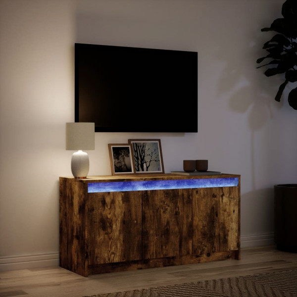 Mueble de TV LED madera ingeniería roble ahumado 100x34x50 cm M 5