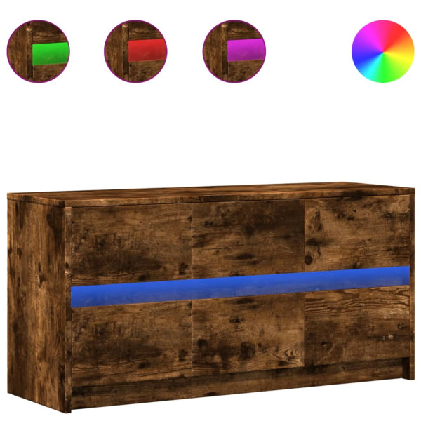 Mueble de TV LED madera ingeniería roble ahumado 100x34x50 cm M 2