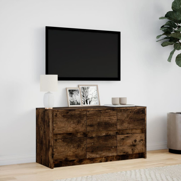 Mueble de TV LED madera ingeniería roble ahumado 100x34x50 cm M 4