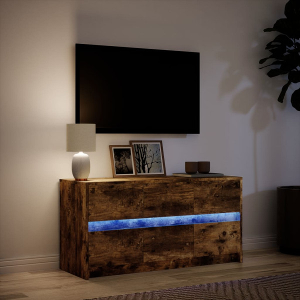 Mueble de TV LED madera ingeniería roble ahumado 100x34x50 cm M 5
