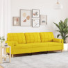 Sofá 3 lug. c/ almofadas decorativas 210cm tecido amarelo-claro 1