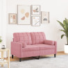 Sofá 2 lug. c/ almofadas decorativas 120 cm veludo rosa 1