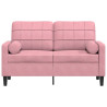 Sofá 2 lug. c/ almofadas decorativas 120 cm veludo rosa 3