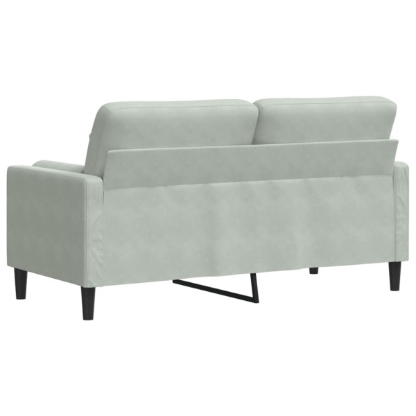 Sofá 2 lugares + almofadas decorativas 140cm veludo cinza-claro M 5