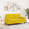 Sofá 2 lugares c/ almofadas decorativas 140 cm veludo amarelo 1