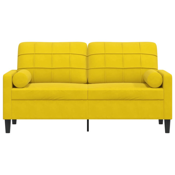Sofá 2 lugares c/ almofadas decorativas 140 cm veludo amarelo M 3