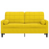 Sofá 2 lugares c/ almofadas decorativas 140 cm veludo amarelo 3