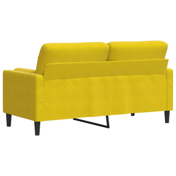 Sofá 2 lugares c/ almofadas decorativas 140 cm veludo amarelo M 5