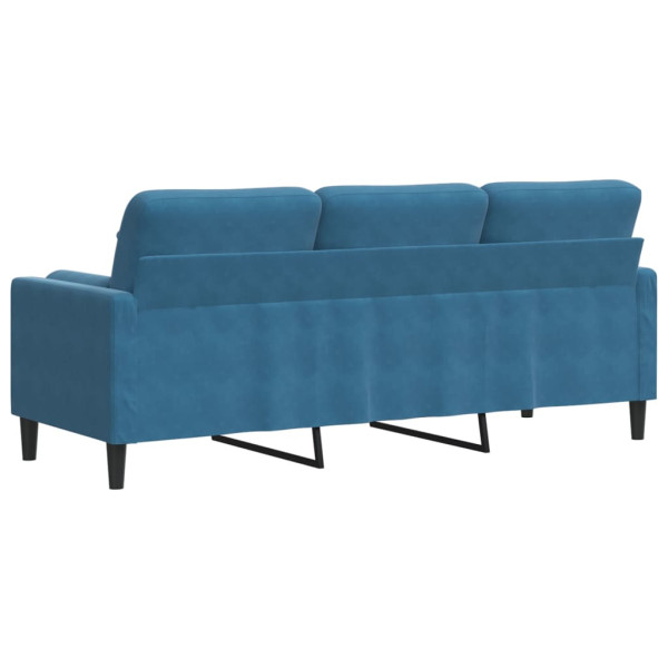 Sofá 3 lugares c/ almofadas decorativas 180 cm veludo azul M 5