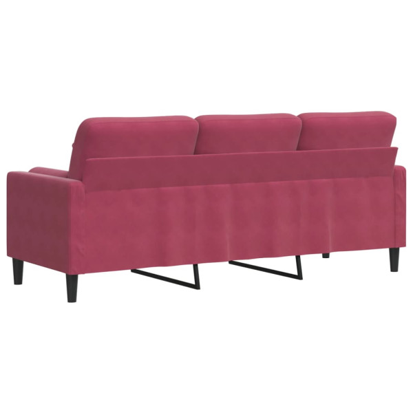 Sofá 3 lug. + almofadas decorativas 180cm veludo vermelho tinto M 5