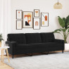 Sofá 3 lugares c/ almofadas decorativas 210 cm veludo preto 1