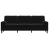 Sofá de 3 plazas con cojines terciopelo negro 210 cm 3