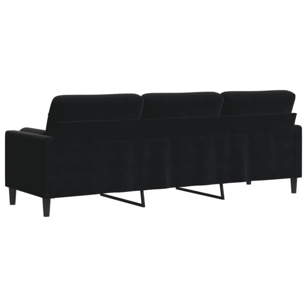 Sofá 3 lugares c/ almofadas decorativas 210 cm veludo preto M 5
