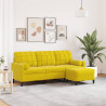 Sofá de 3 plazas con taburete terciopelo amarillo 180 cm 1