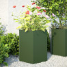 Vasos floreiras de jardim 2 pcs hexagonal 46x40x45 cm aço verde 1