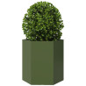 Jardineras hexagonales 2 uds acero verde oliva 46x40x45 cm 5